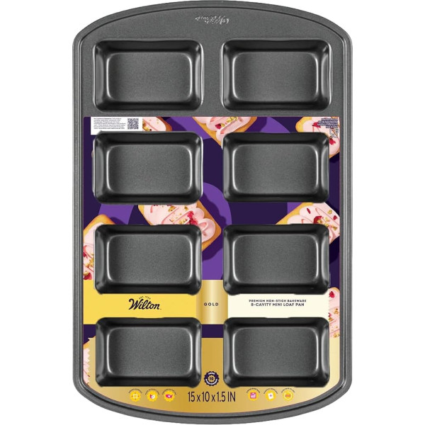 Wilton Mini Loaf Baking Tin, Perfect Results, Non Stick, 8 Hole
