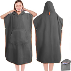 Jokisa Bath Poncho for Men and Women, Ultralight and Quick-Drying Microfibre Surf Poncho Also as a Changing Aid Beach (Medium, Dark Grey/Purple)