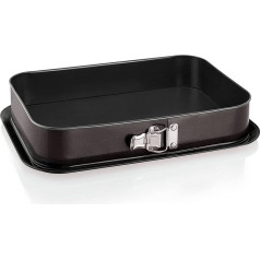 Grizzly Springform Cake Tin Square 35 x 24 cm Black with Leak-Proof Non-Stick Large Tall Rectangular Cake Tin