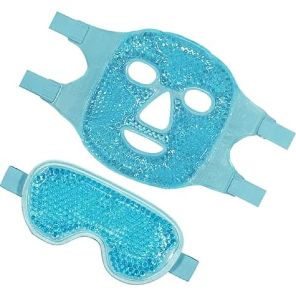 1 Satz Kühlende Augenmaske und Gesichtsmaske im Doppelseitige Gelmaske zur Linderung von Augenringen und Schwellungen für Reisen mit Elastischen Trägern für Optimalen Komfort