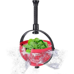 4All Salad Spinner Rotatable Seive Easy Spin Centrifugal Dehydration Vegetable Washer Dryer BPA Free Kitchen Wash Filter with Folding Handle Reusable Manual Salad Spinner Red