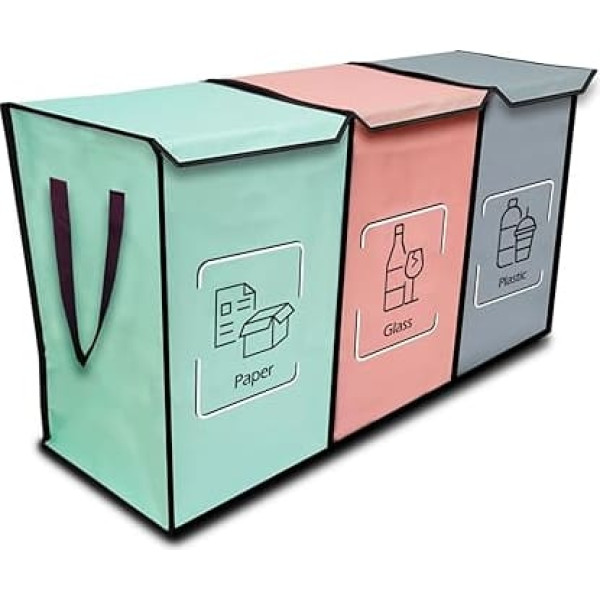 NYIKA Recycling System - Waste Glass Collection Container - Deposit Bottles Storage - Empty Collection Container - Waste Separation System Triple - Waste Separation System - Waste Paper Collector