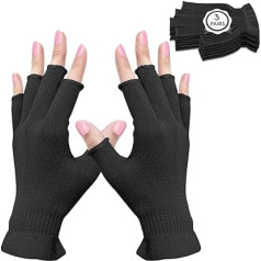 MIG4U 3 Pairs Fingerless Moisturizing Gloves Half Finger Touch Screen Beauty Glove for Eczema Spa Dry Hands Skin Treatment Summer Sun Protection UV Protection S/M Black