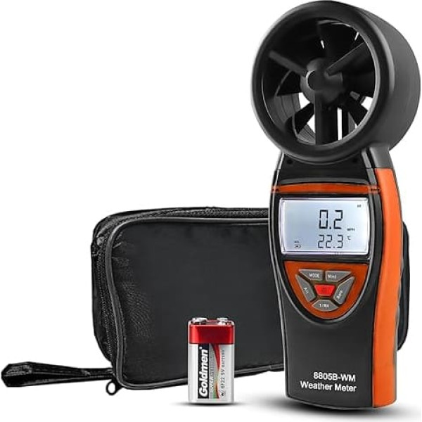 Digitaler Anemometer, Windgeschwindigkeitsmesser 0,3~30M/s, Handluftmengenmesser mit Temperaturgeschwindigkeit CFM, 1~55 Knoten Anemometer für Schießen, Drohnenfliegen, Segeln, Angeln