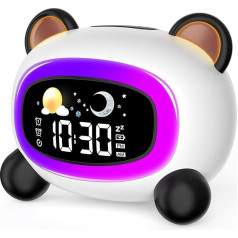 Lemnoi Children's Alarm Clock Sleep Trainer for Boys and Girls, Battery Operated Children's Alarm Clock with Snooze Function, 4 Brightness Levels and Colourful Night Light, Gift for Children