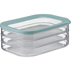 Mepal - Modula 3-Ply Sausage Storage Container - Fridge - Storage Box with Lid - Suitable for Storing Meat Products -3 Separate Fridge - Storage Boxes - 1650 ml - Nordic Green