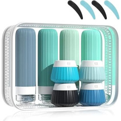 Set of 8 Silicone Travel Bottles Set, Silicone Travel Bottles for Filling with Clear Bag, Travel Essentials Refillable Travel Size Bottles, Leak-Proof Travel Container, Shampoo, Cream Conditioner