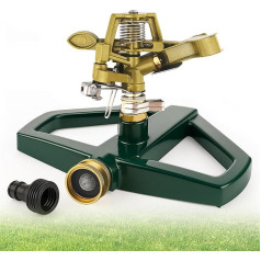 Lawn Sprinkler with Metal Base, Lawn Sprinkler Large Areas, Pulsation Sprinkler, Large Area Lawn Watering, Automatic 360 Degree Rotating Circular Sprinkler, for Lawn, Yard and Grass Watering.