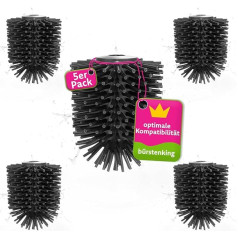Bürstenking Silicone Toilet Replacement Brush Head, 63 mm, Toilet Brush Head Set Fits M12 Toilet Brushes, Silicone Replacement Toilet Brush Head, with M12 Female Thread, Pack of 5, Black
