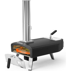 Mimiuo Outdoor Pizza Oven with Rotating Function and 33 cm Round Pizza Stones, Portable Pizza Oven for Charcoal and Firewood, Ideal for Garden, Patio and Balcony, Pizza Ovens