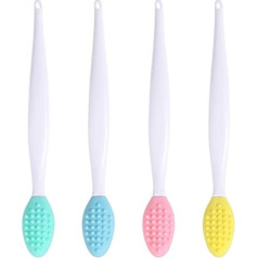 Axicvloes Doppelseitiger Porenschrubber, Lippenbürste, Peeling, Silikon-Porenreinigungsbürsten, Lippenbürste Peeling für dunkle Lippen, Gesicht, 4 Farben, 4 Stück