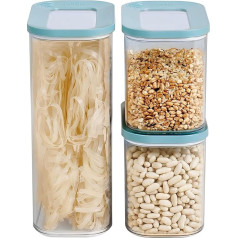 Mepal 3-Piece Set Storage Jars with Lids - Rectangular Food Container - Kitchen Organiser Made of Plastic - Storage Container Airtight - 1 x 2000 ml and 2 x 1000 ml - Nordic Green