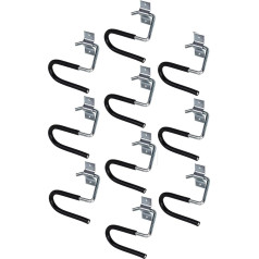 Gedotec Wall Mount - Ski Hooks Galvanised Steel Rubberised | Pack of 10 Ski Holders Curved - Black | Large S-Hooks Garage Including Mounting Material | All-Purpose Hooks Made of Metal | S-shaped