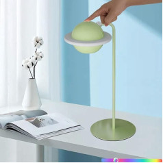 LOGT Dimmable Battery Table Lamp LED Wireless Rotating Magnetic Table Lamp Removable Reading Lamp Book Clamp USB Rechargeable Touch Switch Desk Lamp with RGB Mode 1200 mAh (White), Green