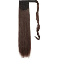 Frauen Langer, glatter Pferdeschwanz for Überkopf, 32 Zoll, synthetischer Pferdeschwanz, Haarverlängerung, Clip in, gefälschte Perücke, Haarteil, um den Zopf gewickelt Täglicher Gebrauch(Bruin,32inche
