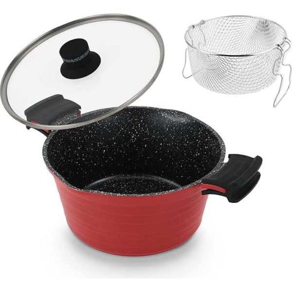 ROSSETTO Casserole 2-in-1 Fryer 24 cm Casserole with Frying Basket, Non-Stick Pan, Suitable for All Hobs