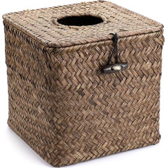 SUMTree Taschentuchbox aus Rattan, quadratischer Spender, Papierbox, Schreibtisch-Organizer für Badezimmer, Wohnzimmer, Schlafzimmer, Garten (Kaffee)