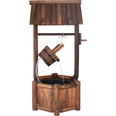 COSTWAY Fir Wood Garden Fountain, Water Fountain with Electric Pump, Rustic Wishing Fountain, Decorative Fountain, Flower Fountain for Patio, Garden & Backyard, Brown