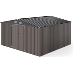 GOPLUS 350 x 350 x 198 cm Metal Aluminium Garden Shed with 2 Lockable Doors, Ventilation Windows, Ideal for Patio, Lawn