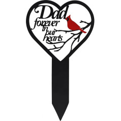 MTOPHLS Herz-Grabmarkierungen für Friedhof, Kardinäle, Gartenstecker, Metall, Gedenktafeln, Grabdekorationen für Vater, Outdoor, Hof, Garten, Beileidsdekoration