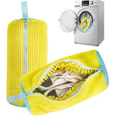 KHDULQ Shoe Wash Bag, Washing Machine, Shoes Washing Bag, Shoe Bag, Washing Bag, Washing Bag, Shoes, Reusable, Zip, Plush Shoe Wash Bag for Trainers, Tennis Shoes (Yellow, 2 Pieces)