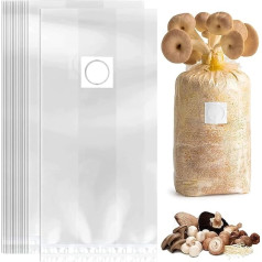 Gymgit Mushroom Grow Bags with 0.2 Micron Filter Patches, 6mm Polypropylene, Large Size 8