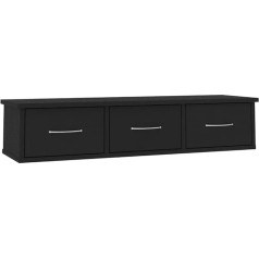 vidaXL Wall Drawer Shelf with 3 Drawers Wall Cabinet Wall Cabinet Wall Coat Rack Hanging Shelf Black 88 x 26 x 18.5 cm Wood Material