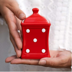 City to Cottage® - Ceramic Container Kitchen 150 ml | Red and White | Polka Dots | Handmade | Container with Lid | Biscuit Jar Ceramic