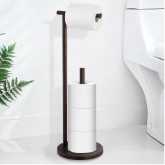 Housen Solutions Oil Rubbed Bronze Free Standing Toilet Roll Holder with Reserve Toilet Roll Holder