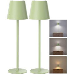 JACKYLED Wireless Table Lamp, 3 Heights, Adjustable, 5000 mAh Battery Table Lamp, LED Dimmable in 3 Colours, Touch Control, Stable & Portable for Dining Table, Bedroom, Outdoor (Pack of 2)