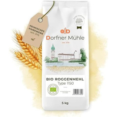 Organic Rye Flour Type 1150 [5 kg] - Traditional Rye Flour from Bavaria for Rustic Breads - 100% Rye from Organic Cultivation without Additives