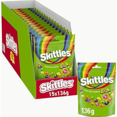 Skittles Crazy Sours, saure Kaubonbons, 136g (1x15 Bags)