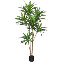 CROSOFMI Artificial Dragon Tree, 180 cm, Artificial Tropical Plastic Plant, Perfect Artificial Plants in Pot, Fake Plant Decoration for Living Room, Balcony, Bedroom, Office, Perfect Housewarming Gift