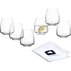 LEONARDO HOME Cesti 040973 Drinking Glasses Set of 6 Including Polishing Cloth Dishwasher Safe Water Glasses (460 ml) Shockproof & Suitable for Everyday Use High Quality Glass Drinking Cups Juice