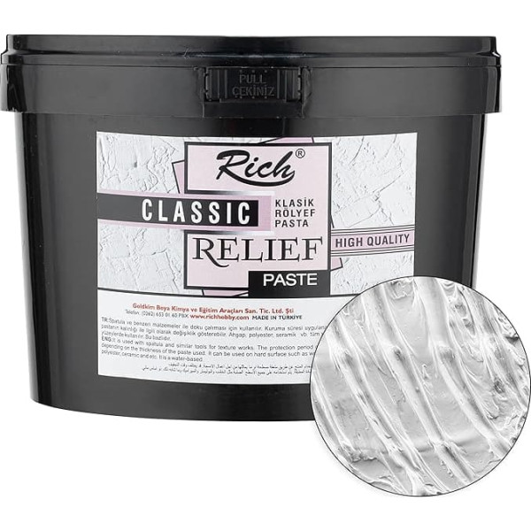 Rich Fine Structure Paste 3500 g in Bucket – White – Filler / Modelling Clay for Art Supplies, Modelling Clay with Fine Grain. Ideal as Filler / Filler