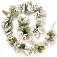 com-four® Christmas Garland, 160 cm Long White Advent Garland with Glitter, Reusable Garland for Christmas Decoration