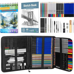 KOMLISATS Drawing and Art Supplies Kit - Coloured Sketching Art Pencil Set Sketch Book and Water Colour Book - Includes Graphite, Watercolour, Metallic, and Oil-Based Coloured Pens (83)