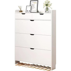 Shoe Organizer with Doors - Tidy Storage and Organization of 3 Tier Shoes Freestanding Rack Slim Design Shoe Cabinet for Entryway