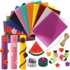 Yannige Beeswax Beeswax Sheets for Candles, Pack of 12 Coloured Beeswax Candles Make Your Own Set, Wax Plates for Candles, Suitable for Parents and Children, Craft Action (20 x 15 cm