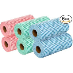 BRANDSSELLER Wipes on 6 Rolls with a Total of 300 Cleaning Cloths - Multicoloured Blue/Red/Green