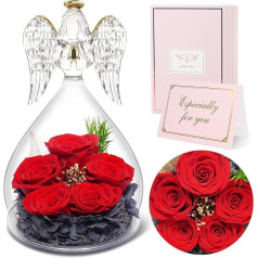 Sunia Eternal Rose Angel Gifts for Women Christmas, 5 Eternal Rose in Angel Figure, Birthday Gift for Women, Gifts for Mum, Grandma, Real Rose Gifts, Christmas, Valentine's Day, Mother's Day