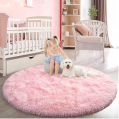 lightlux Shaggy Deep-Pile Rug, Round, for Children's Room, Living Room, Bedroom, Long Pile Rug, High Quality, Easy Care, Thread Density, Fluffy Children's Rug for Children, Girls