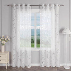 Delien Curtain Scarves, Burnout Transparent Curtains with Eyelets, Modern 