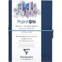Clairefontaine Paint'On 975182C Sketch Book with Thread Binding 32 Sheets 250 g with Grain Size 1 Piece White