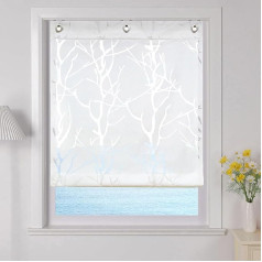 ESLIR Roman Blind with U-hooks Kitchen Roman Curtains Semi-transparent Eyelet Blind Curtains Modern Devore design 1 piece