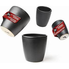 Mr. Barista® Set of 4 Stoneware Mugs - Handmade - Perfect for Espresso, Cappuccino, Latte Coffee - 2 x 80 ml & 2 x 300 ml Cups - Dishwasher Safe - Matte Black