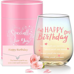 Birthday Gifts for Women Gift Girlfriend Birthday Wine Glasses without Stem Birthday Gift for Mum, Girlfriend, Grandma, Sister Happy Birthday Girl Decoration Birthday