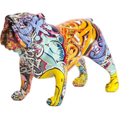 suruim Colourful Resin Bulldog Sculpture - Colourful Decorative Figure for Home, Decorative Figure, Resin Statue, Decorative Figure Gift Items, Home Decor Artwork (A)