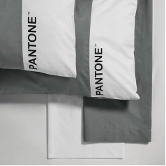 Sweet Home Collection Pantone™ Single Bed Sheet Set, Flat Sheet 150 x 280 cm, Pillowcase 50 x 80 cm, Fitted Sheet 90 x 200 cm, Cotton, for Mattress 25 cm, Grey/White