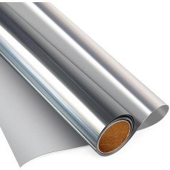 Agmovoue Disposable Window Privacy Film, Reflective Sun Blocking Heat Regulation, UV Film, Mirror Glare, Self-Adhesive Window Tint for Home and Office, Silver, 75 x 400 cm